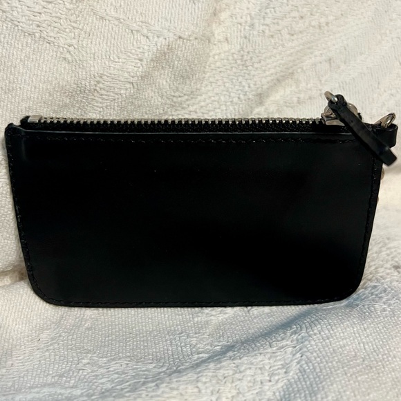 Prada Genuine Smooth Leather Heavy Silver Chain Card Holder Wallet Pouch Clip - Picture 2 of 8